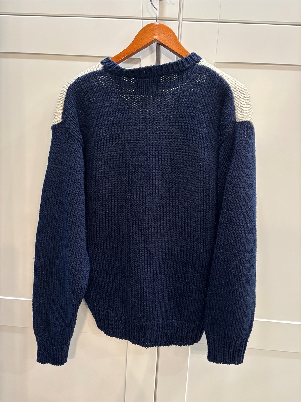 Vintage Moosehead Navy & Cream Geometric Knit Sweater - Picture 3 of 3